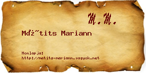 Mátits Mariann névjegykártya
